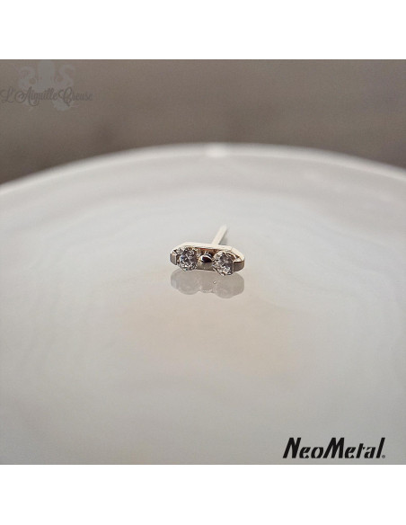 Duo de Zircons cubiques en titane, Threadless - Neometal