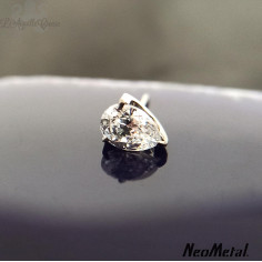 Zircon poire en titane, Threadless - Neometal