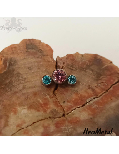 'Dreamland' Cluster en titane orné de zircons Threadless - Neometal