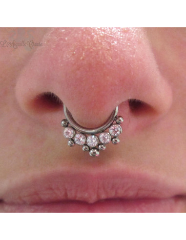 Anneau segmenté en titane Devil Heart et cristaux Swarovski, ouverture facile