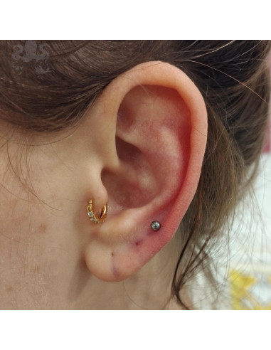 Anneau segmenté pvd or 24 carats orné de cristaux swarovski, ouverture facile