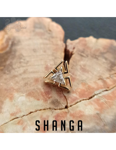 Accessoire et or jaune 18 carats et zircons threadless - Shanga