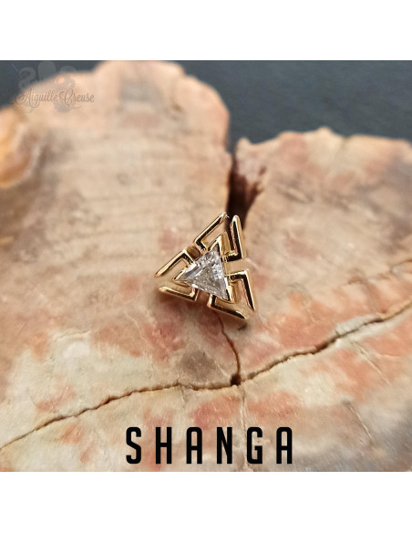Accessoire et or jaune 18 carats et zircons threadless - Shanga