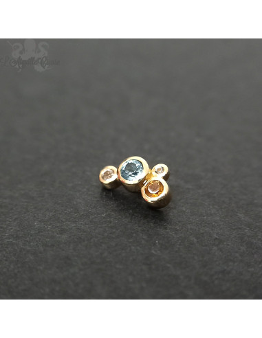 Accessoire orné de citrine, topaze blanche et bleue en Or 18 carats, pour bijou en 1 ou 1.2 mm