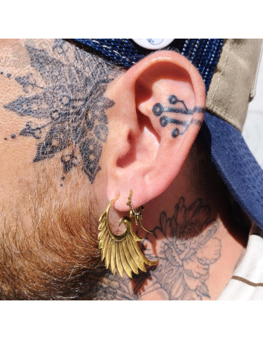 Boucle d'oreille Maxi Aile en Bronze