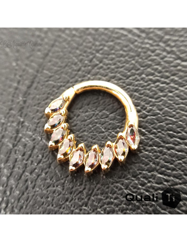 Anneau en or jaune 14k & zircons QualiTi