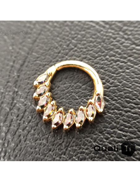 Anneau en or jaune 14k & zircons QualiTi