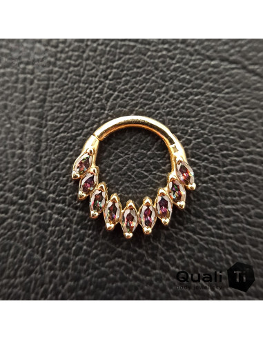 Anneau en or jaune 14k & zircons QualiTi