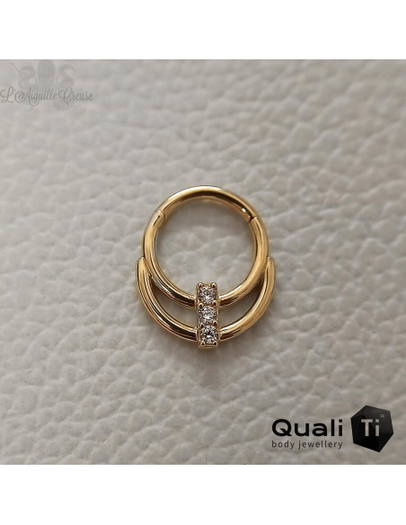 Anneau 'Mae' en or jaune 14k & zircons QualiTi