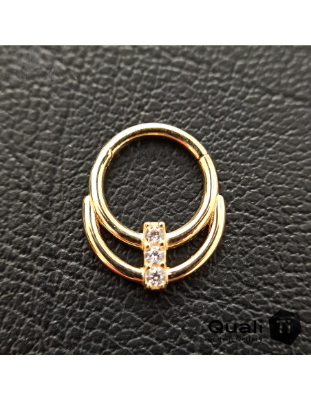 Anneau 'Mae' en or jaune 14k & zircons QualiTi