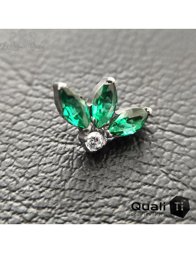 Fleur de lys QualiTi en titane & zircons - pour 1 ou 1.2 mm