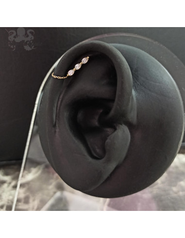 Accessoire en or jaune 18 carats orné de zircons premiums Threadless