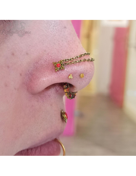 Accessoire tri-bead en or jaune 18 carats Threadless