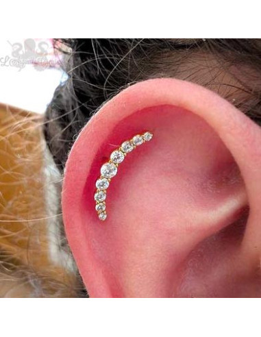 Cluster en acier chirurgical pvd or 24 k & Swarovski