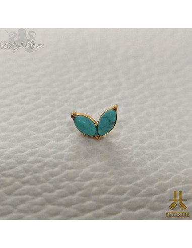 Duo Antikorp en titane pvd or et turquoise, pour 1 ou 1.2 mm