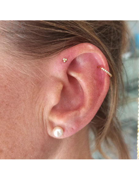 Anneau segmenté pvd or 24 carats orné de zircons premiums, ouverture facile