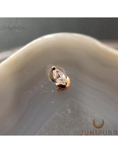 Uma Threadless Junipurr en or jaune 14 carats et Zircon