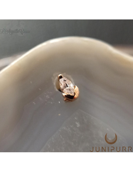 Uma Threadless Junipurr en or jaune 14 carats et Zircon