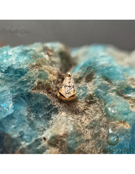 Uma Threadless Junipurr en or jaune 14 carats et Zircon