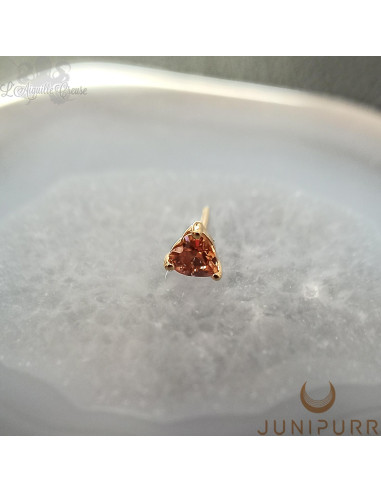 Dark Champagne Heart Threadless Junipurr en or jaune 14 carats et Zircon