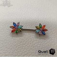 Bijou de téton QualiTi en titane & Zircons  'Pride Marisol' - Threadless