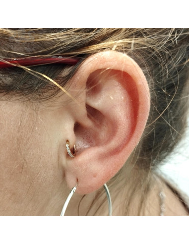 Anneau segmenté pvd rose gold orné de zircons premiums, ouverture facile