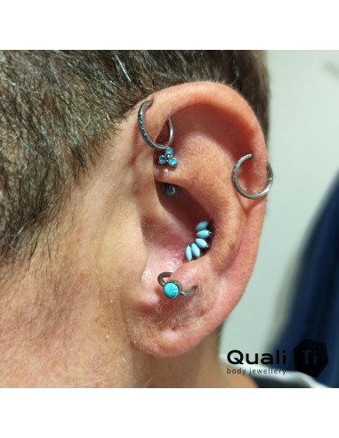 Anneau titane & turquoise synthétique QualiTi