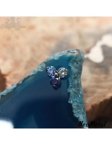 'Ombre' Trinity en titane orné de Zircons cubiques, Threadless - Neometal