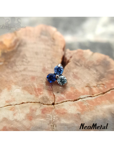 'Ombre' Trinity en titane orné de Zircons cubiques, Threadless - Neometal