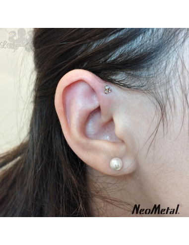 'Ombre' Trinity en titane orné de Zircons cubiques, Threadless - Neometal