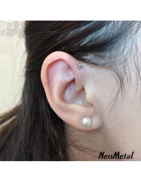 'Ombre' Trinity en titane orné de Zircons cubiques, Threadless - Neometal