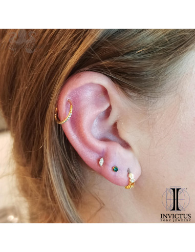 Marquise Invictus en titane pvd gold et zircon premium - threadless