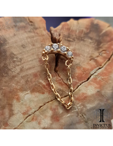 Lune en or 14 carats et zircons premium Threadless - Invictus