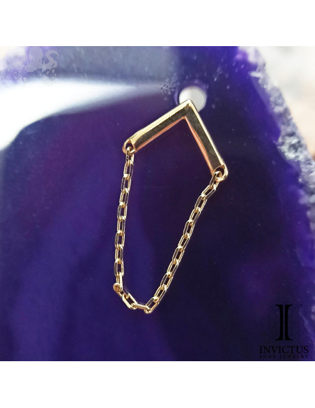 Chevron en or 14 carats et chainette Threadless - Invictus