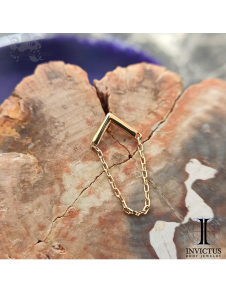 Chevron en or 14 carats et chainette Threadless - Invictus