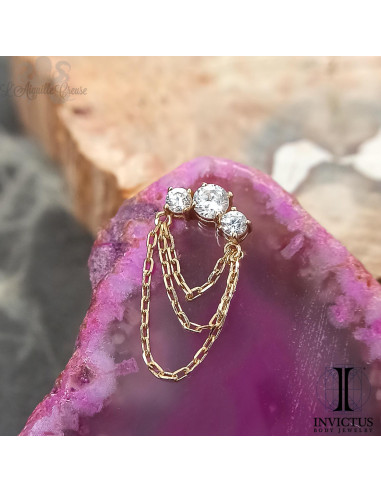 Accessoire en or 14 carats , chainettes et zircons premium Threadless - Invictus