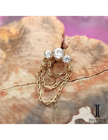 Accessoire en or 14 carats , chainettes et zircons premium Threadless - Invictus