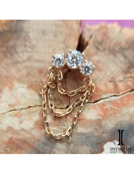 Accessoire en or 14 carats , chainettes et zircons premium Threadless - Invictus