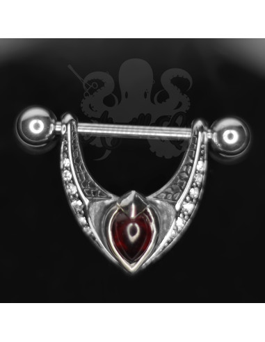 Bijou de téton en fonte d'acier et grenat Koolkatana