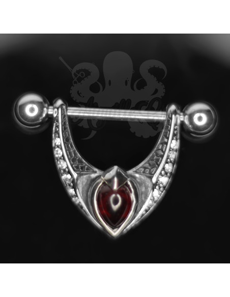 Bijou de téton en fonte d'acier et grenat Koolkatana