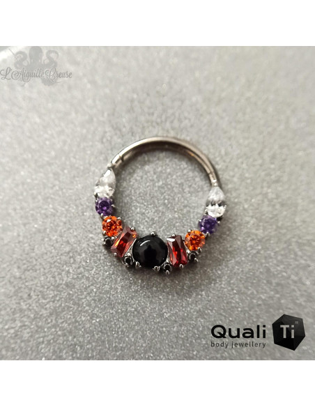 Anneau segmenté en titane QualiTi et zircons, ouverture facile