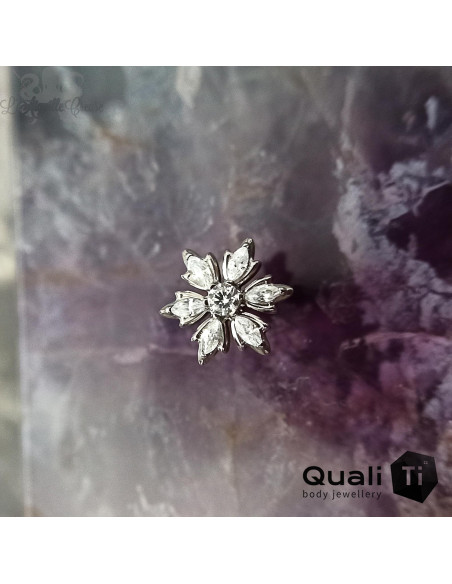 Flocon en titane orné de zircons premium Threadless - QualiTi