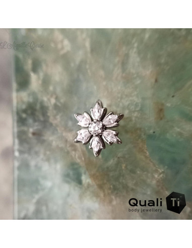 Flocon en titane orné de zircons premium Threadless - QualiTi