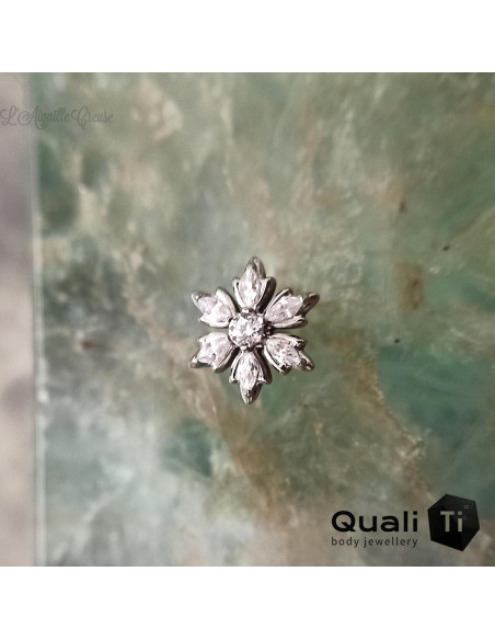 Flocon en titane orné de zircons premium Threadless - QualiTi