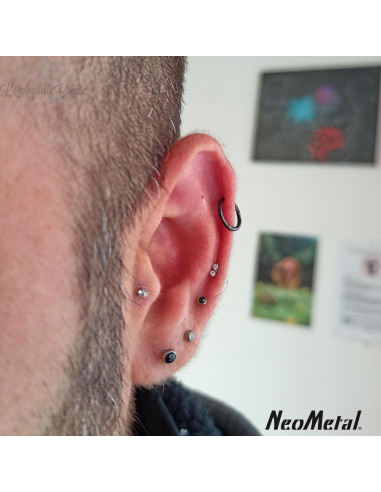 Duo de Zircons cubiques en titane, Threadless - Neometal