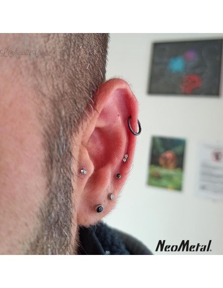 Duo de Zircons cubiques en titane, Threadless - Neometal