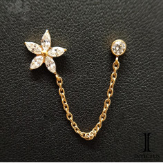 Chainette Invictus en titane pvd gold et zircons premiums - threadless