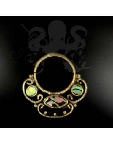 Anneau en bronze et Abalone
