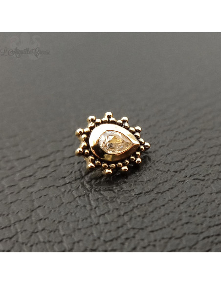 Goutte en Or 18 carats & zircon Swarovski, pour bijou en 1 ou 1.2 mm