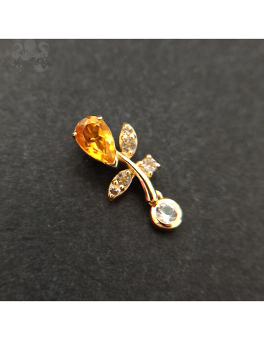 Accessoire orné de citrine et topaze blanche en Or 18 carats, pour bijou en 1 ou 1.2 mm